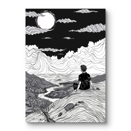 Moon Lake Canvas Painting