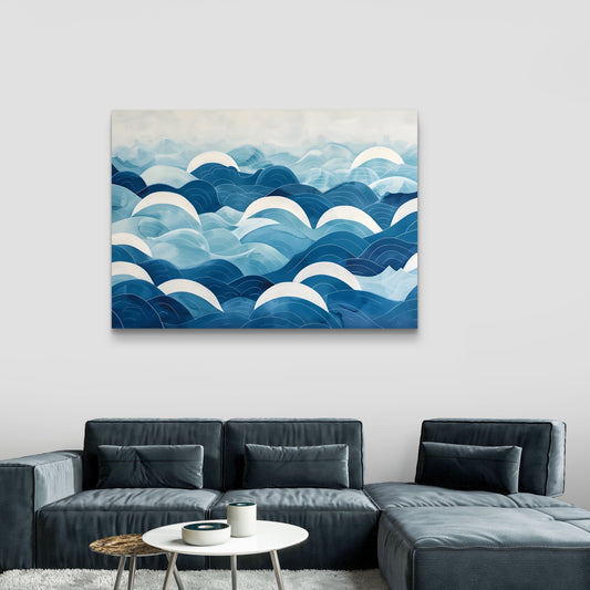 Blue Waves Canvas Painting
