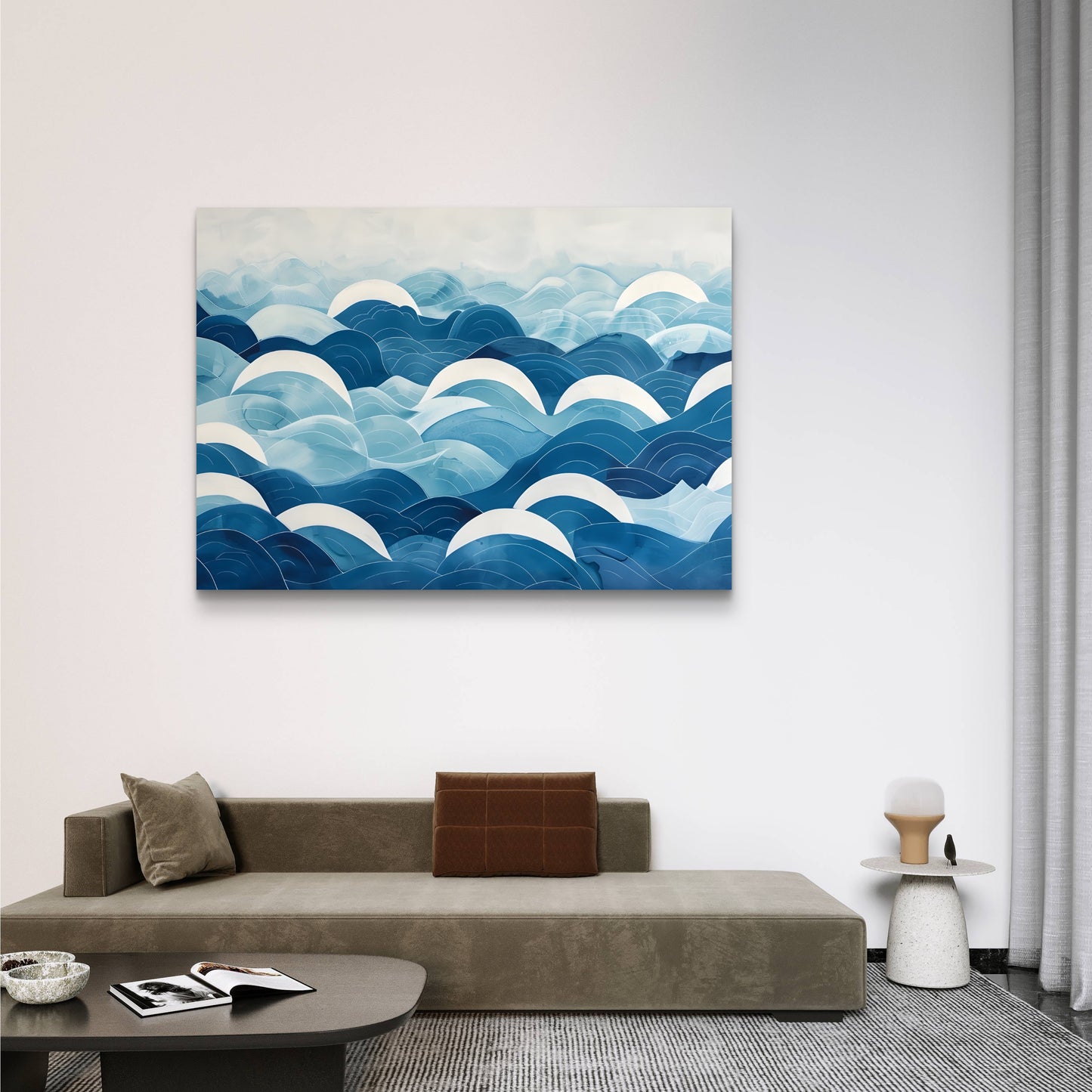 Blue Waves Canvas Painting