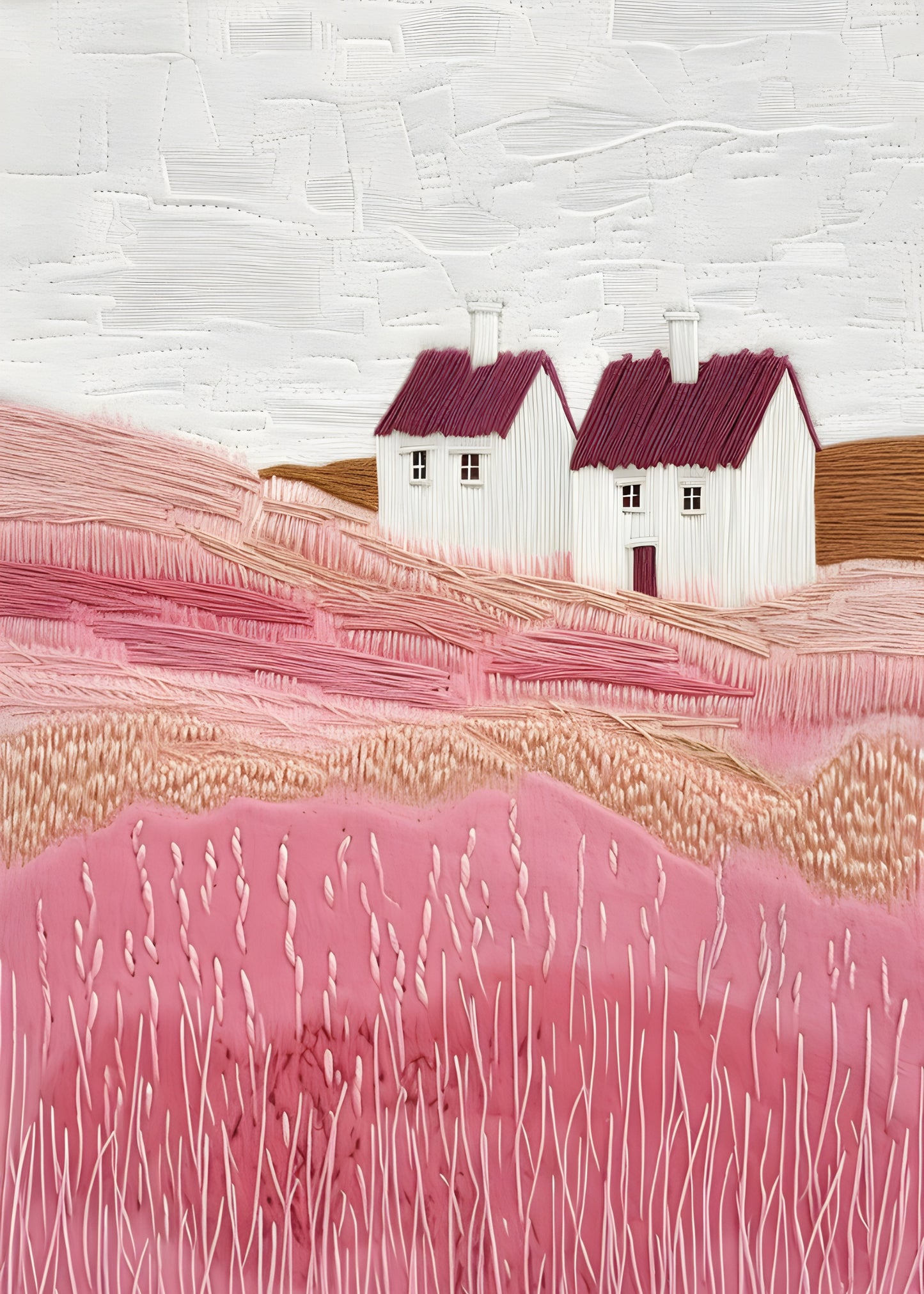 Pink Fields Canvas Painting
