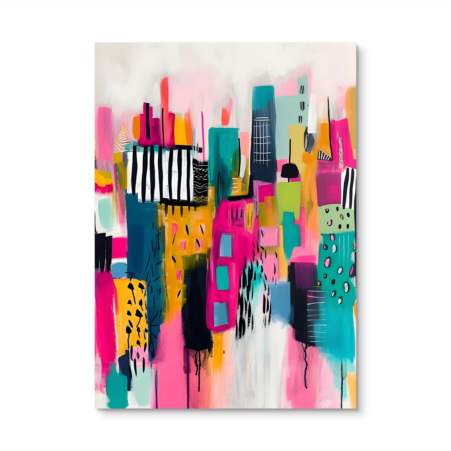 Neon City Canvas Painting