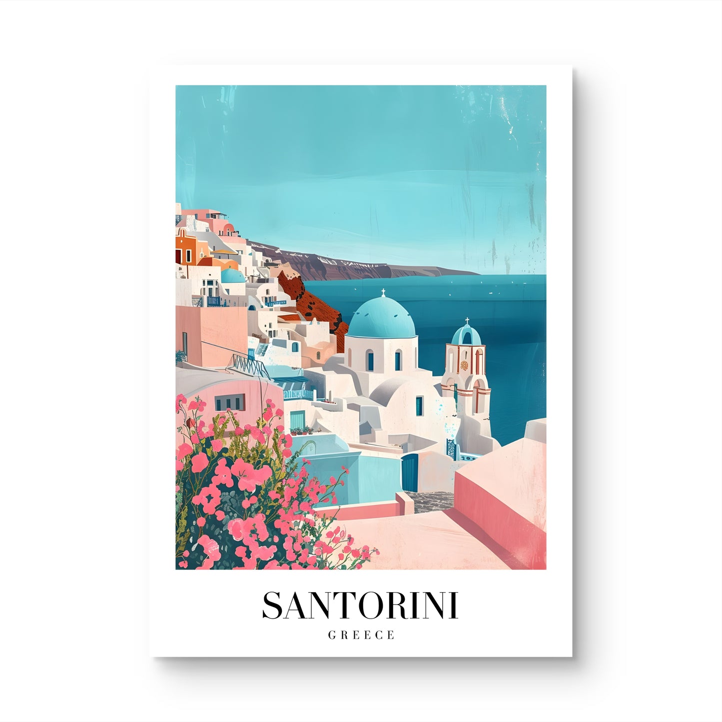 Santorini Bloom Canvas Painting