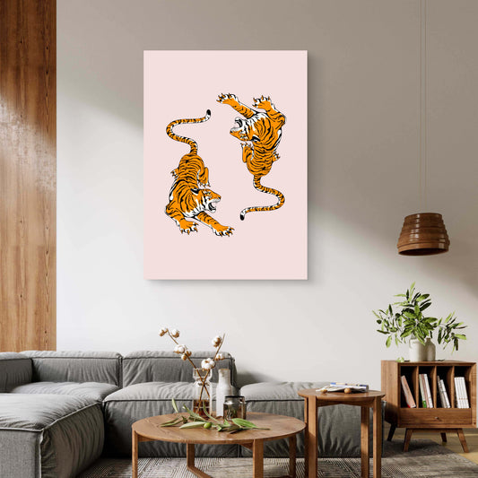 Golden Tigers Canvas Painting