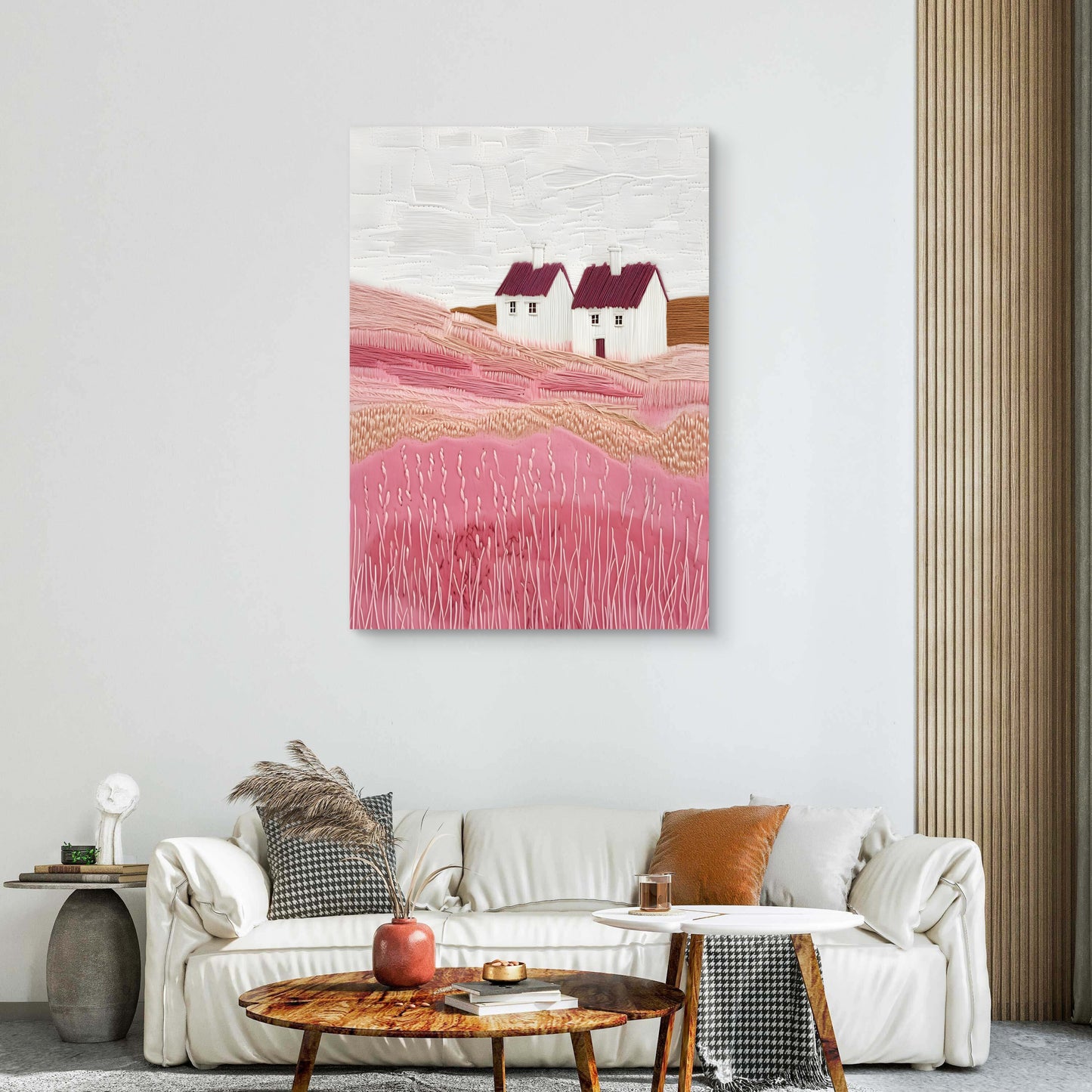 Pink Fields Canvas Painting