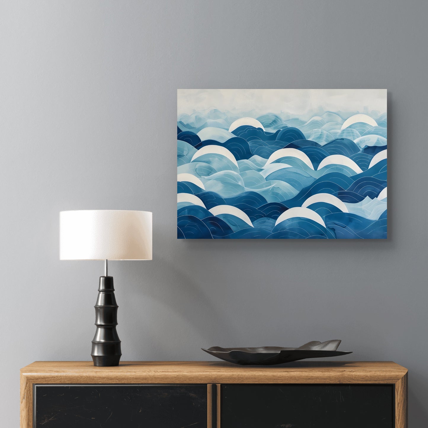 Blue Waves Canvas Painting