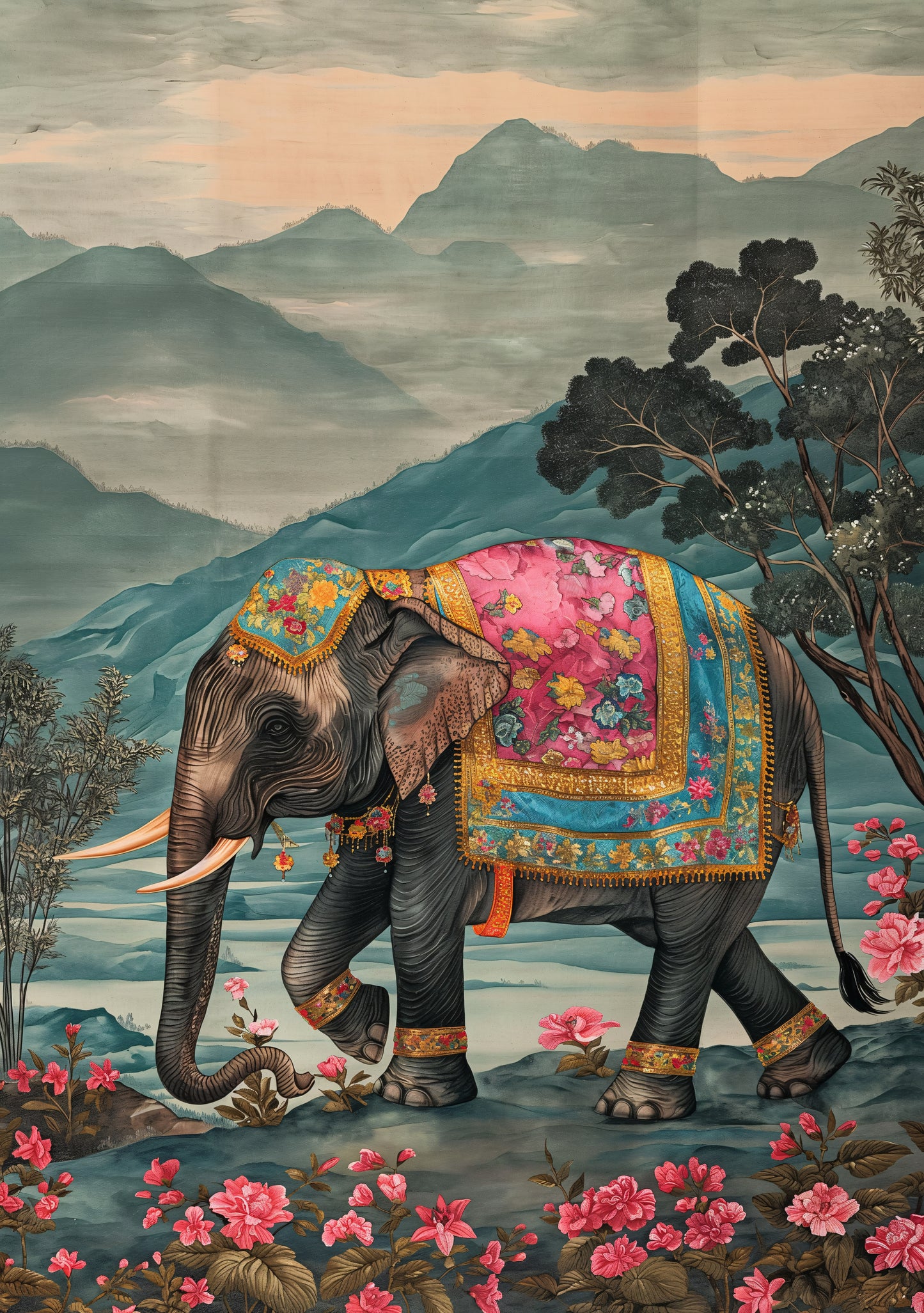 Elephant Walk Canvas Painting