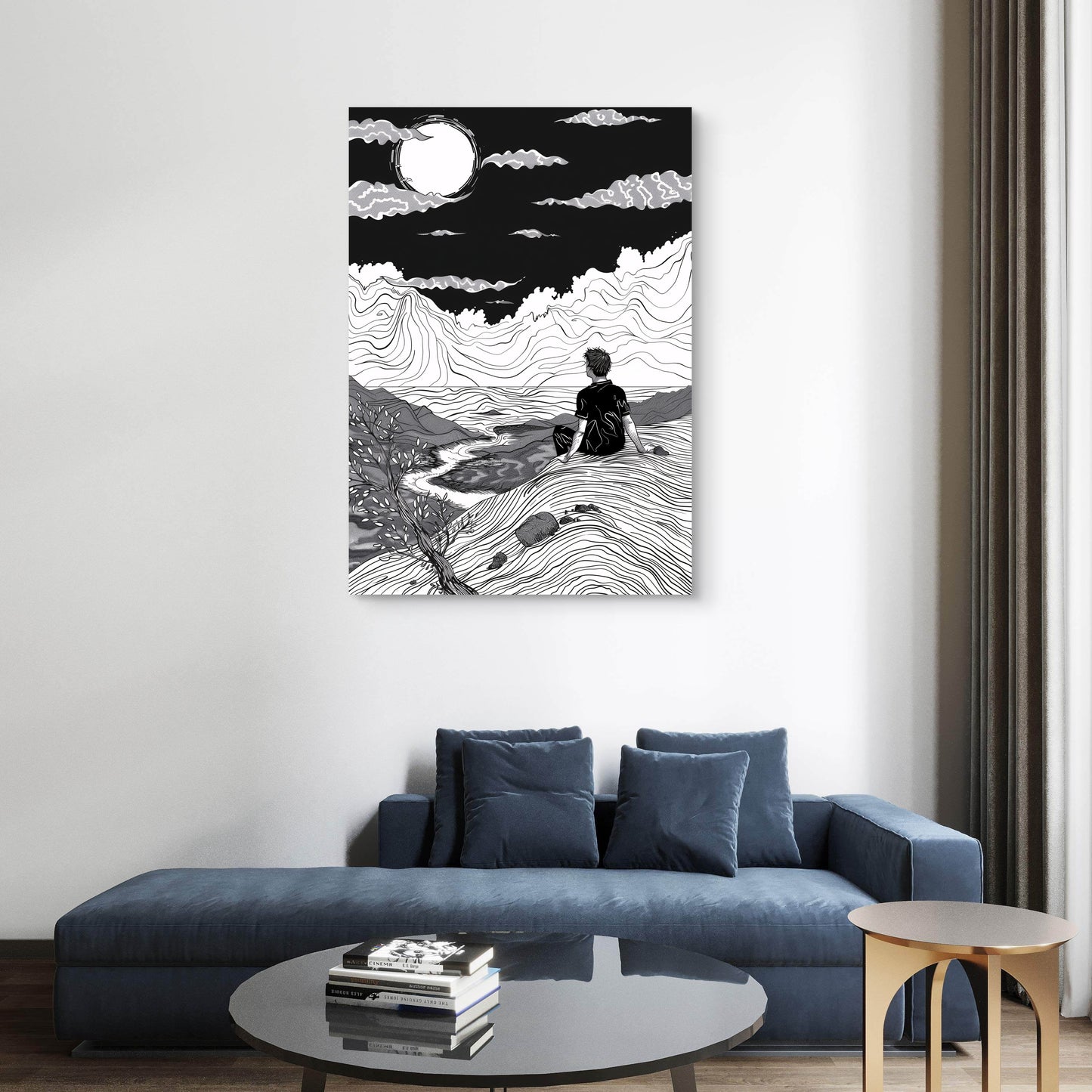 Moon Lake Canvas Painting