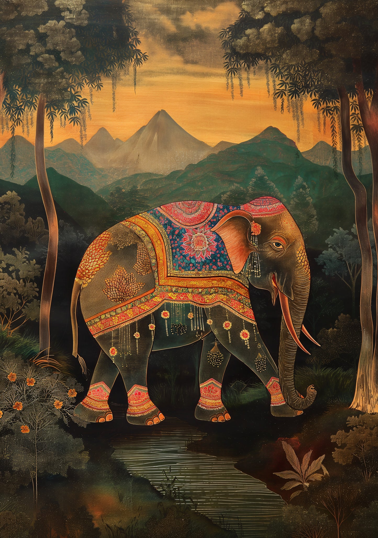 Forest Elephant Canvas Painting