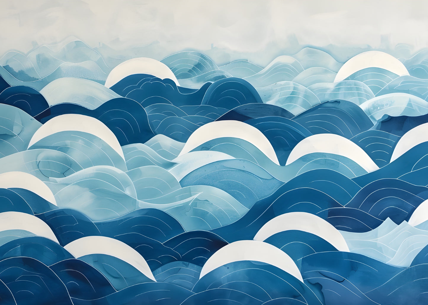 Blue Waves Canvas Painting