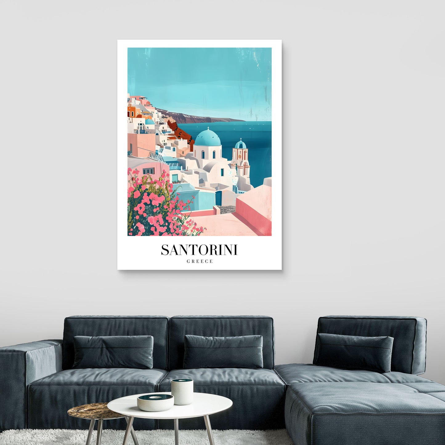 Santorini Bloom Canvas Painting