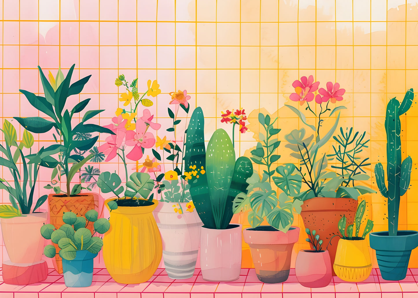 Plant Shelf Canvas Painting