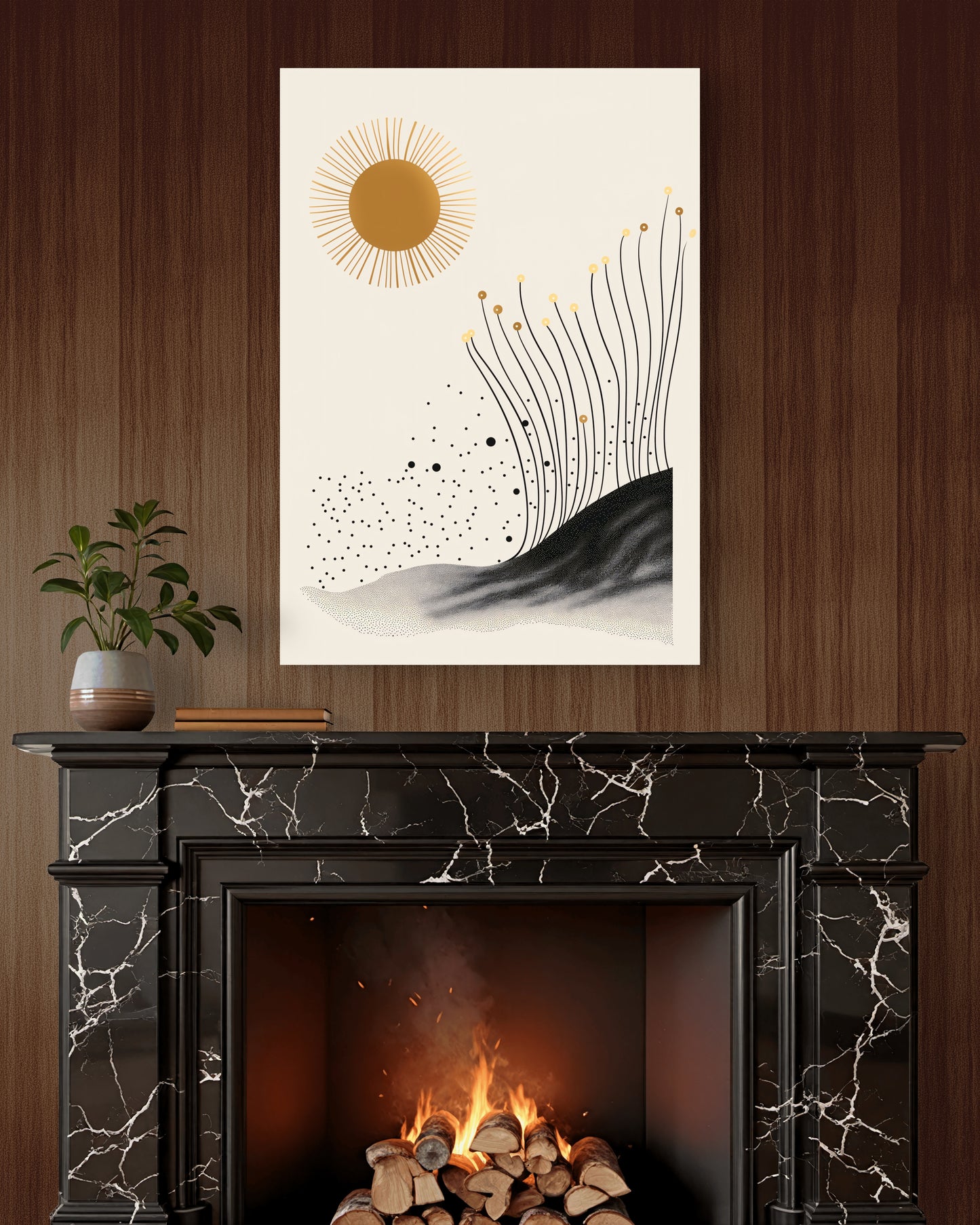 Golden Reeds Canvas Painting