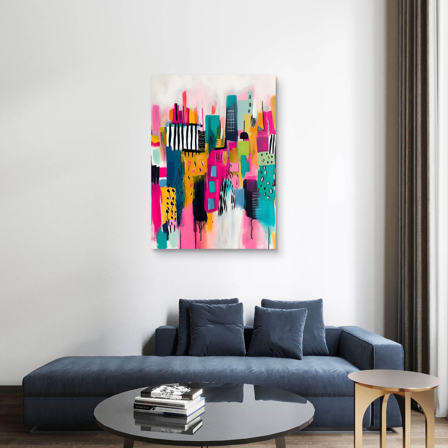 Neon City Canvas Painting