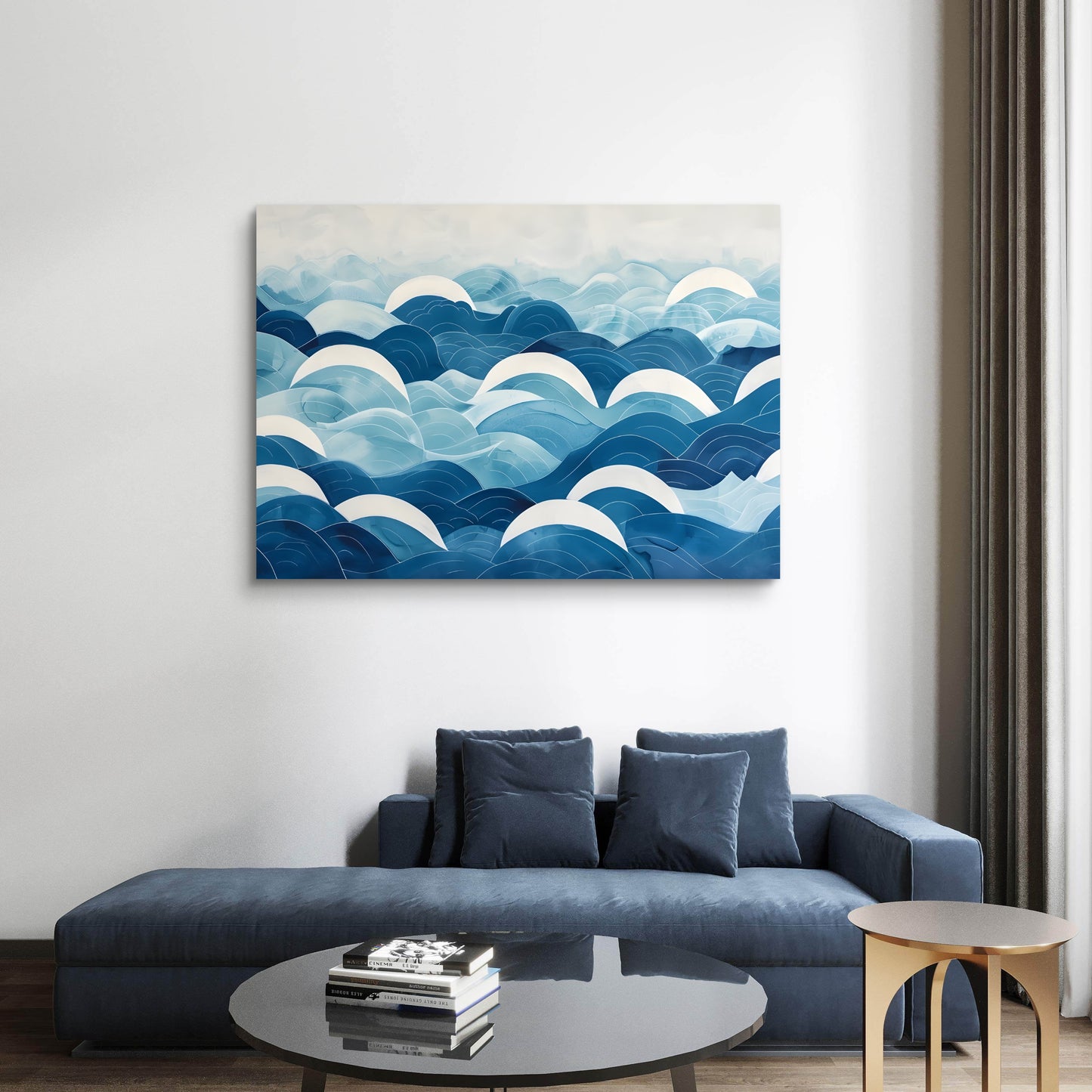 Blue Waves Canvas Painting