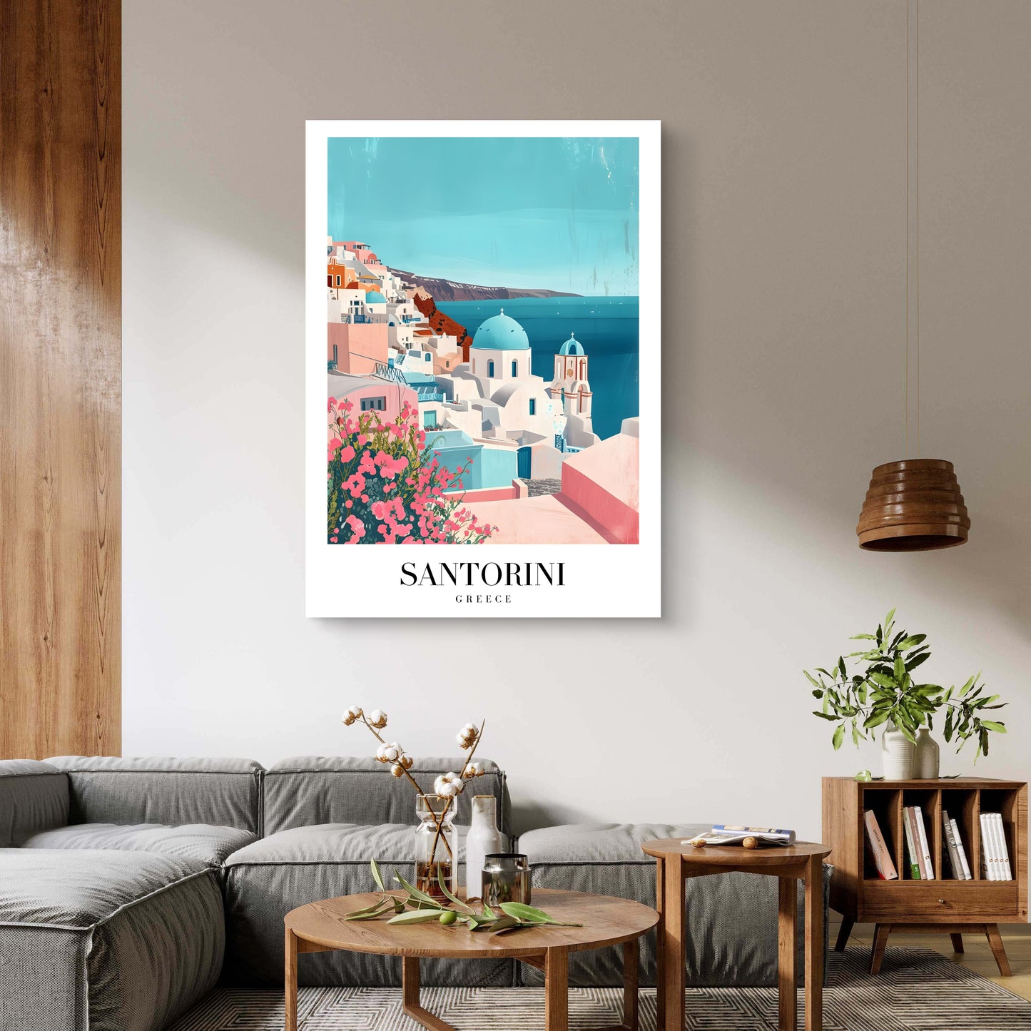 Santorini Bloom Canvas Painting