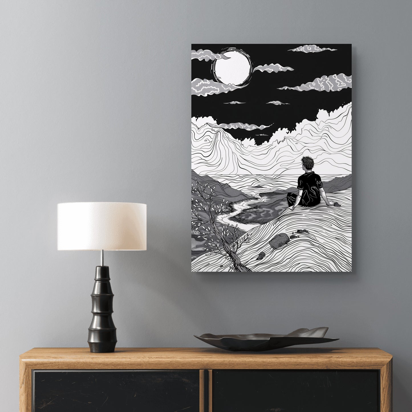 Moon Lake Canvas Painting