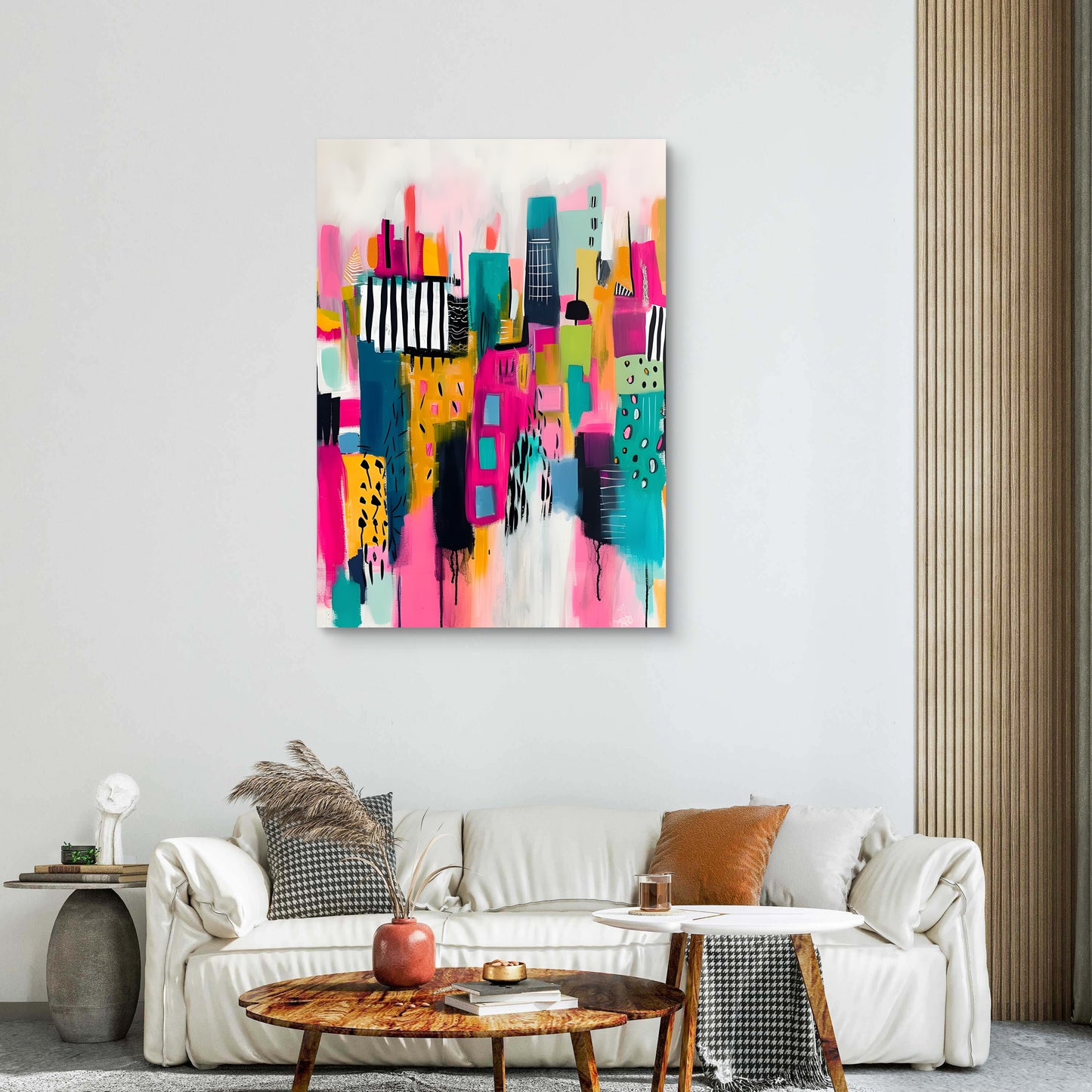 Neon City Canvas Painting