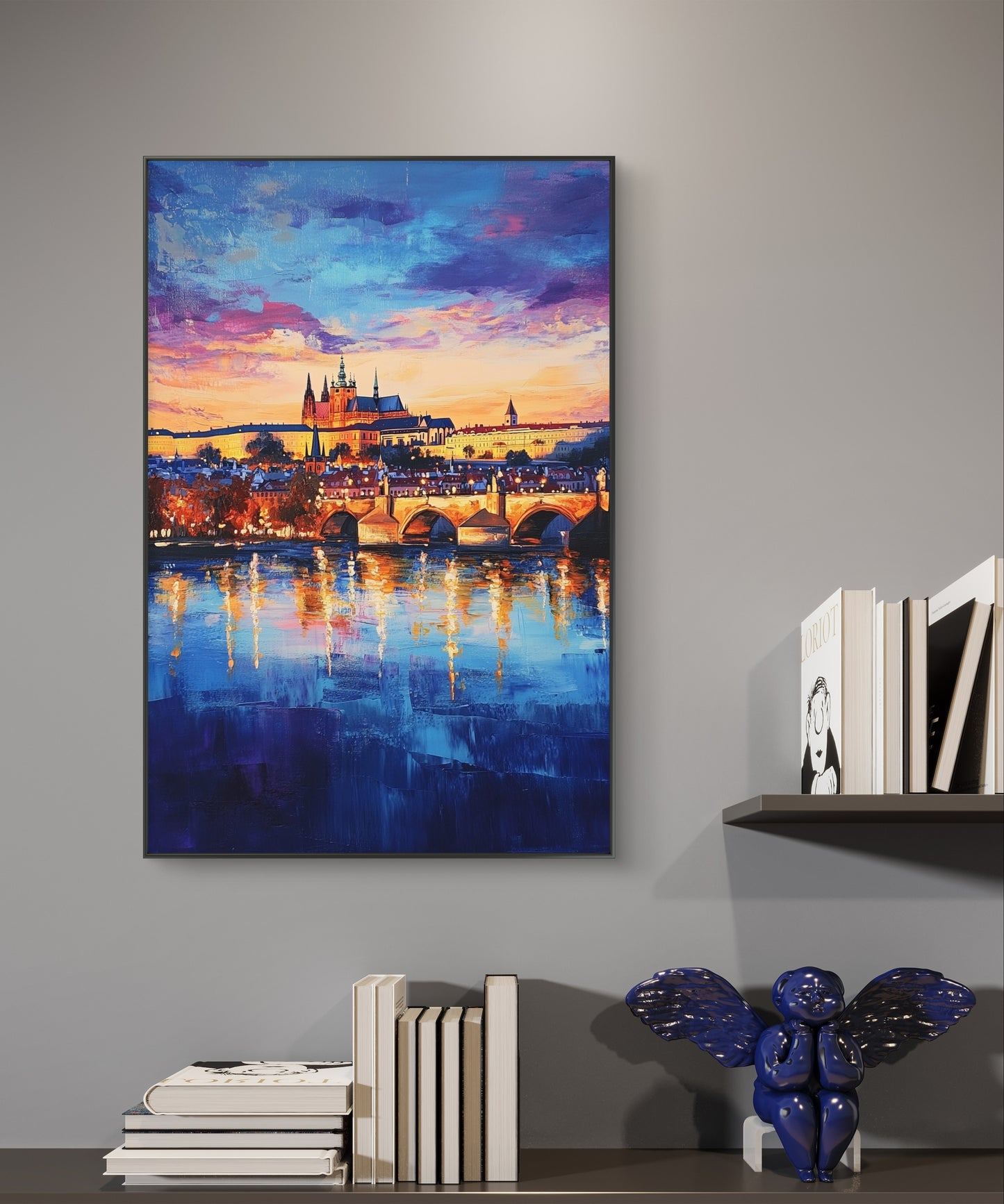 Enchanted Prague Twilight Canvas Painting