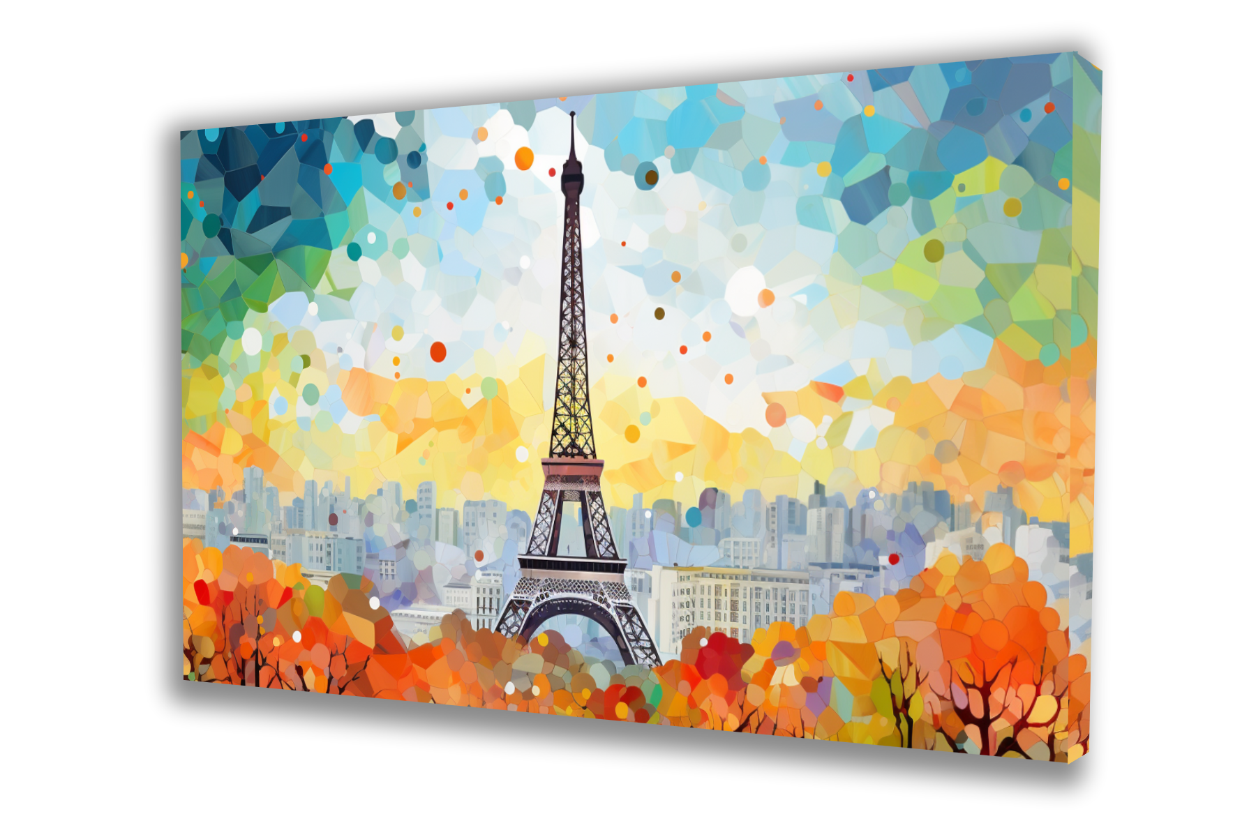 Dreamland Eiffel Tower painting with a whimsical depiction of the iconic landmark. Perfect for adding a touch of Parisian charm to your space—shop now!