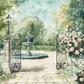 Parisian Garden Scene 001 Wallpaper