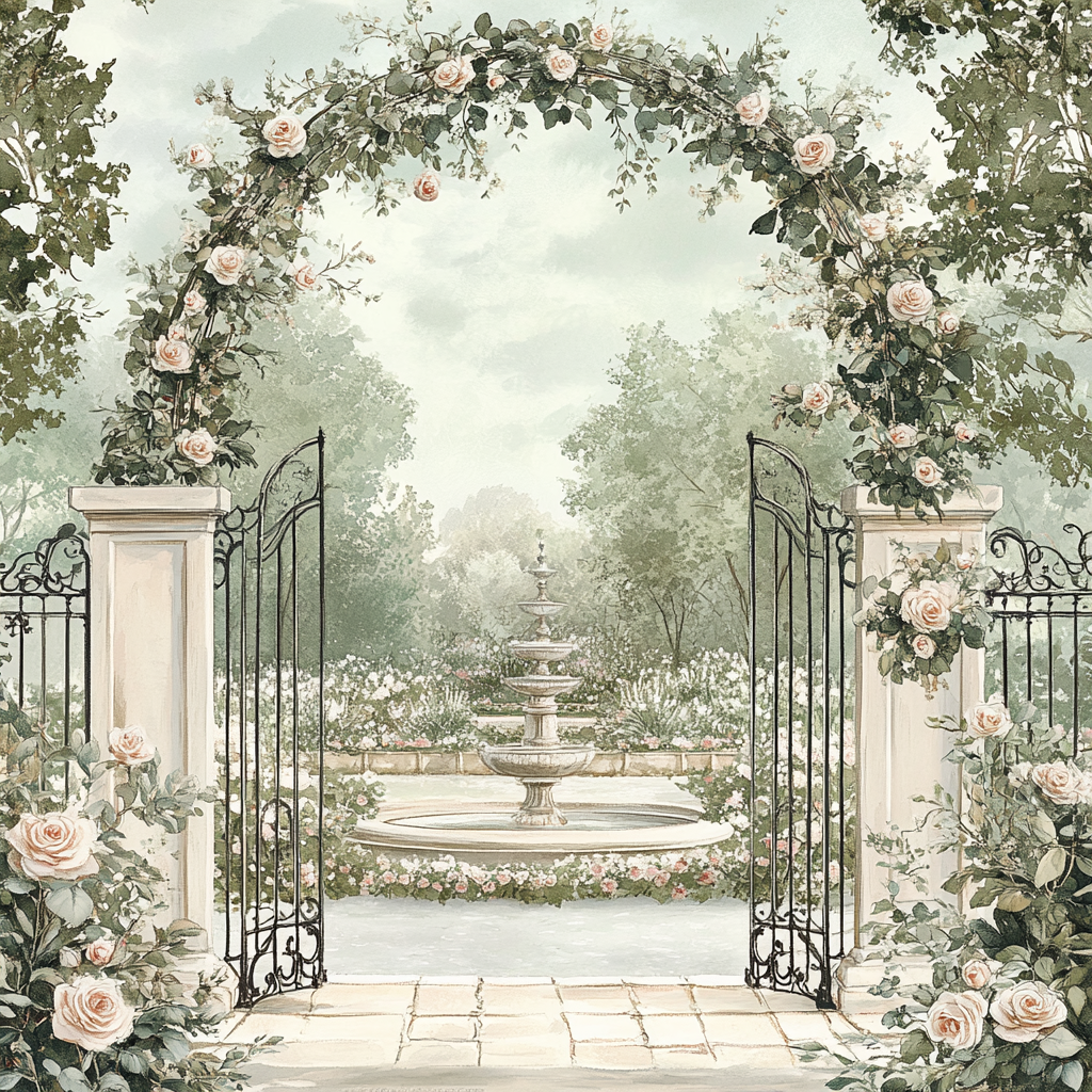 Parisian Garden Scene 003 Wallpaper