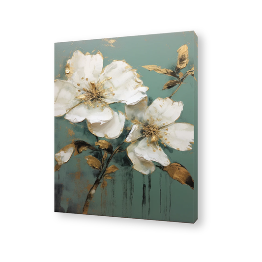Teal Florals Canvas Painting