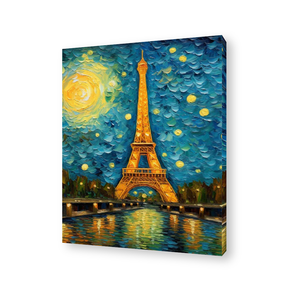 Starry Night Eiffel Tower Canvas Painting - Genie Art