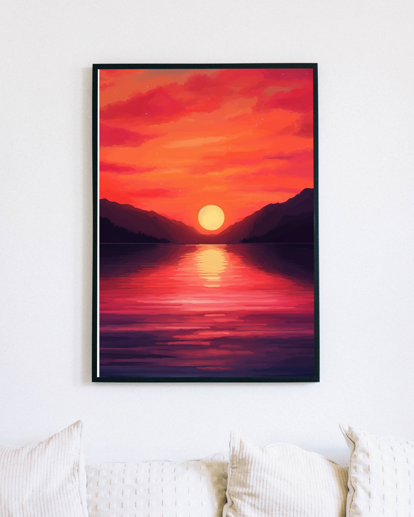 Dreamy Sunset painting captures a serene and vibrant sunset scene with rich, warm colors blending seamlessly. Perfect for adding a calming and picturesque touch to any room, creating a tranquil atmosphere—enhance your space today!