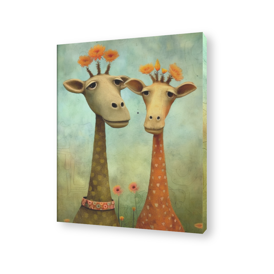 Fun Giraffes Canvas Painting