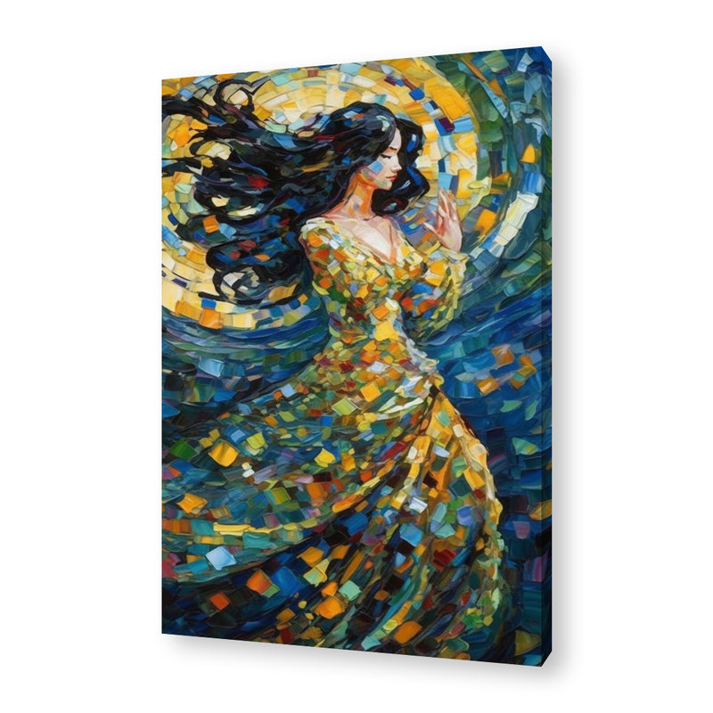 Glass Strokes Woman Framed Canvas Painting