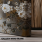 Golden and white florals Framed Canvas Painting