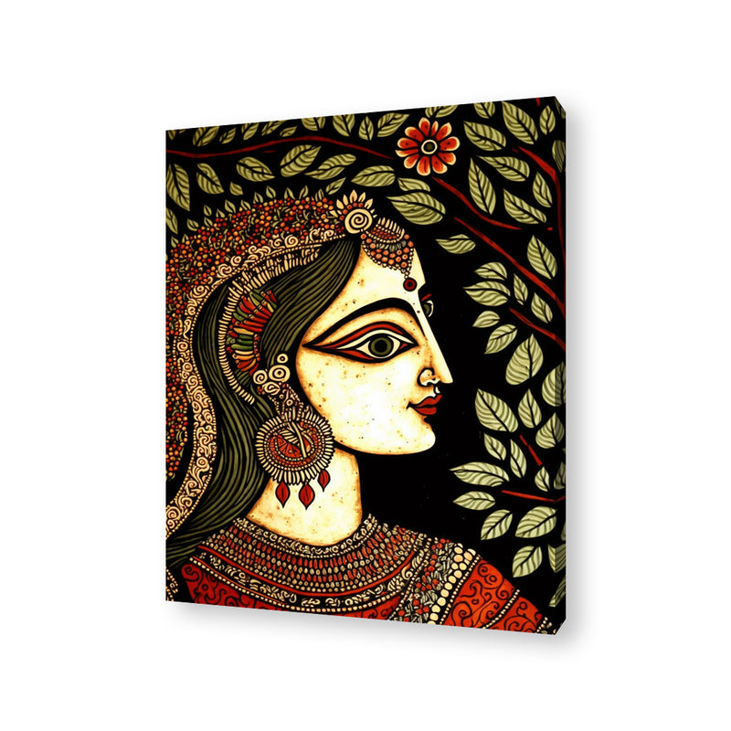 Madhubani Paintings 002 Framed Canvas Genie Art
