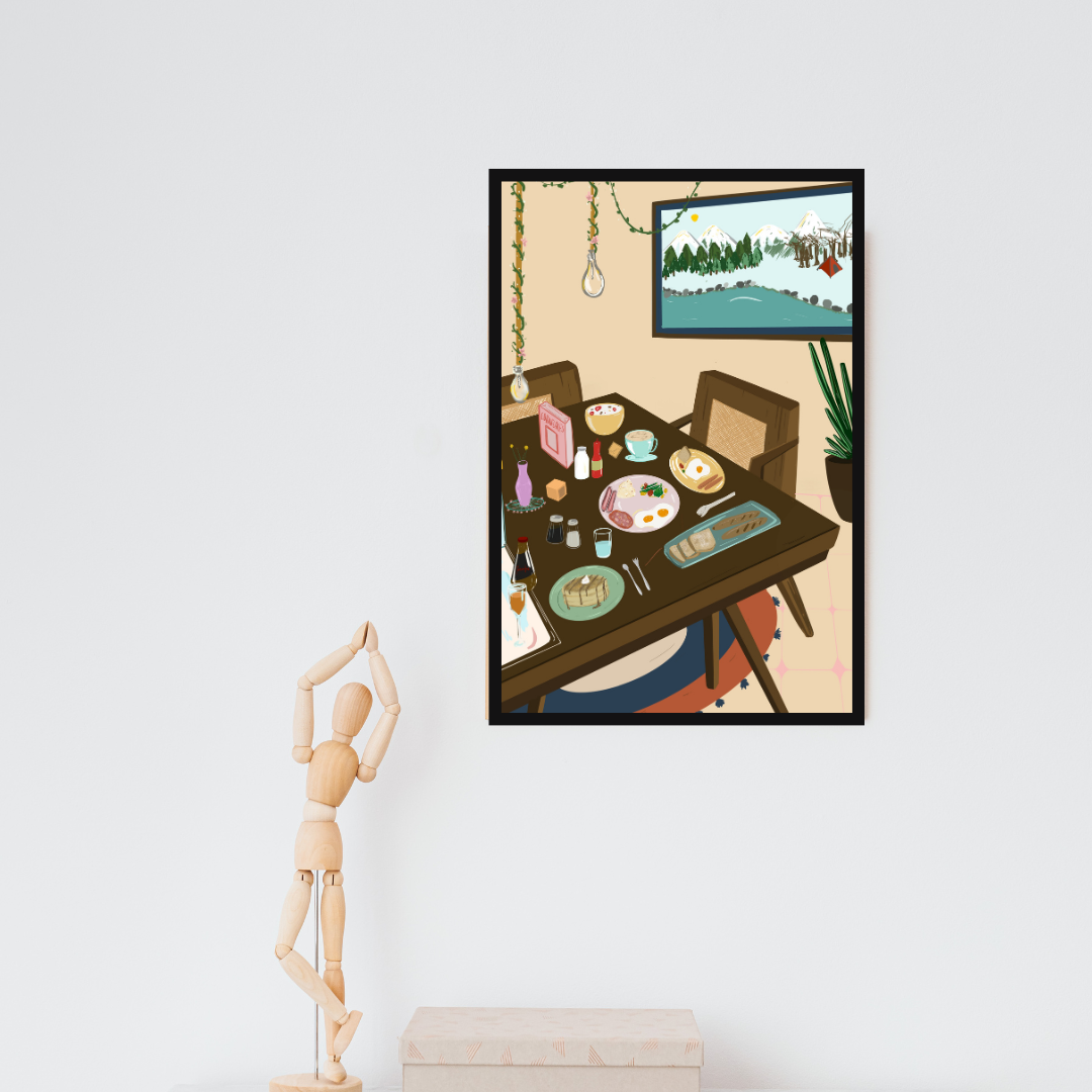 The breakfast Table Framed Canvas