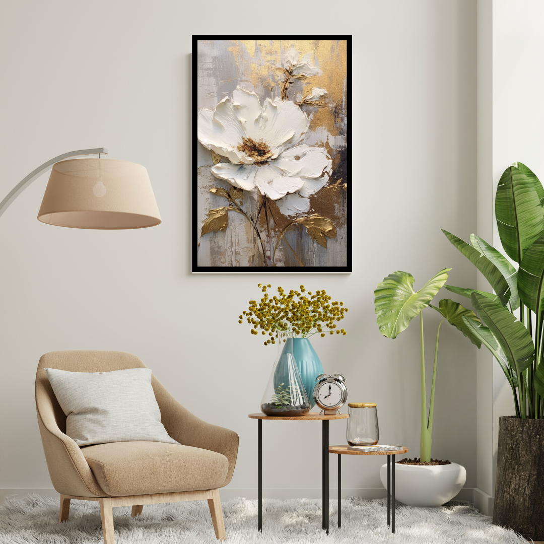 White Flower Canvas Painting Wall Decor