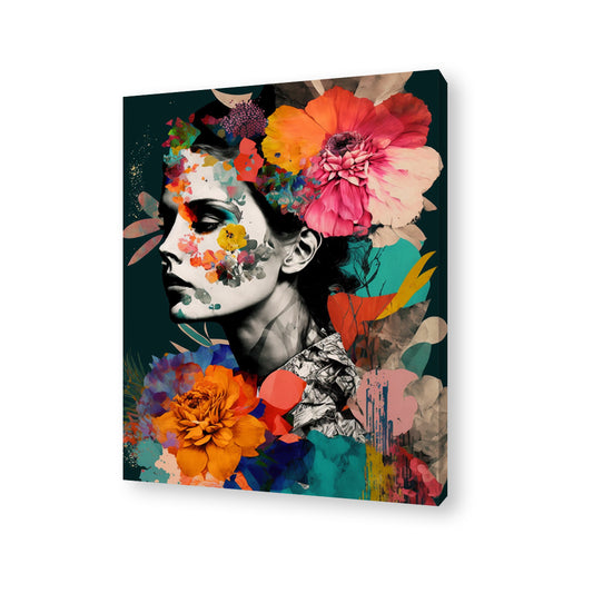 Abstract Multimedia Woman Canvas Painting
