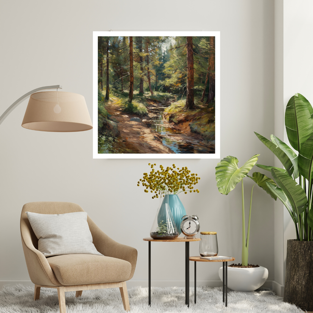 Pine Wood Trees Canvas Painting