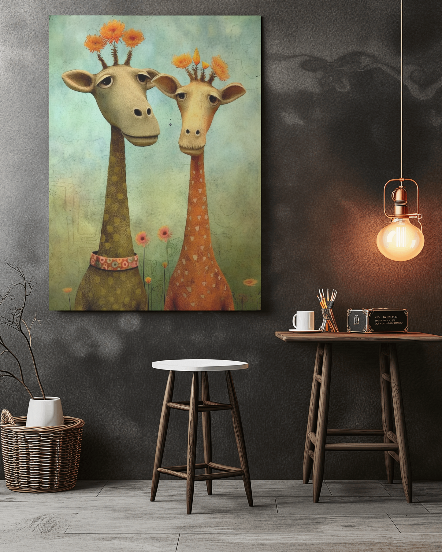 Fun Giraffes Canvas Painting