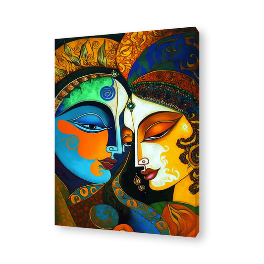 Radha Krishna Art - 002 Framed Canvas
