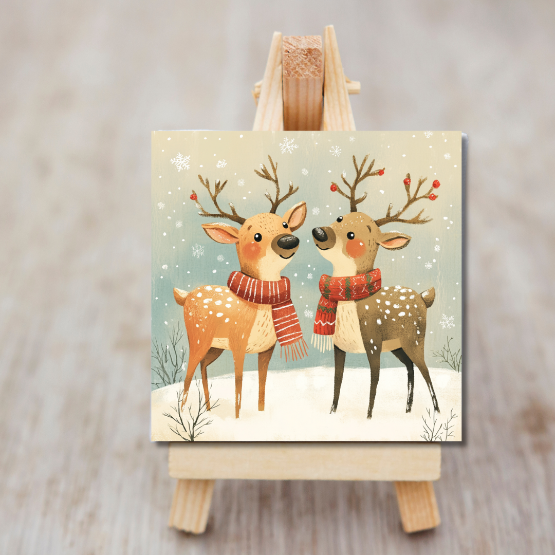 Reindeer friends in the snow Canvas Frames