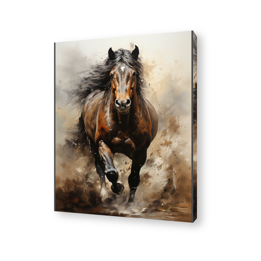 Rise - Black Horse Canvas Painting