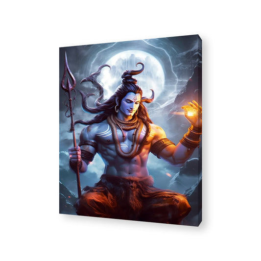 Powerful Lord Shiva Canvas Painting
