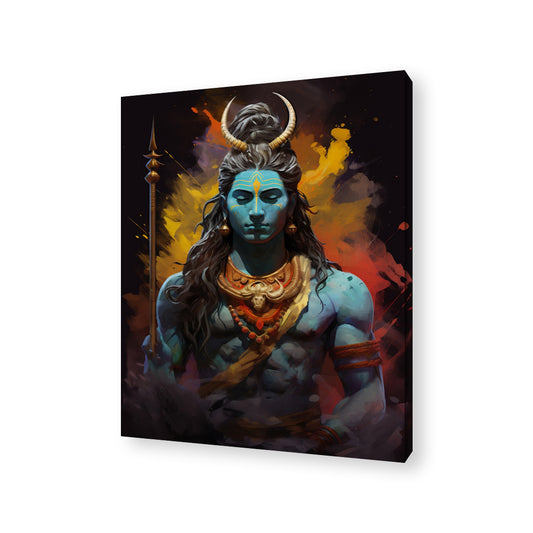Invincible Lord Shiva Canvas Painting