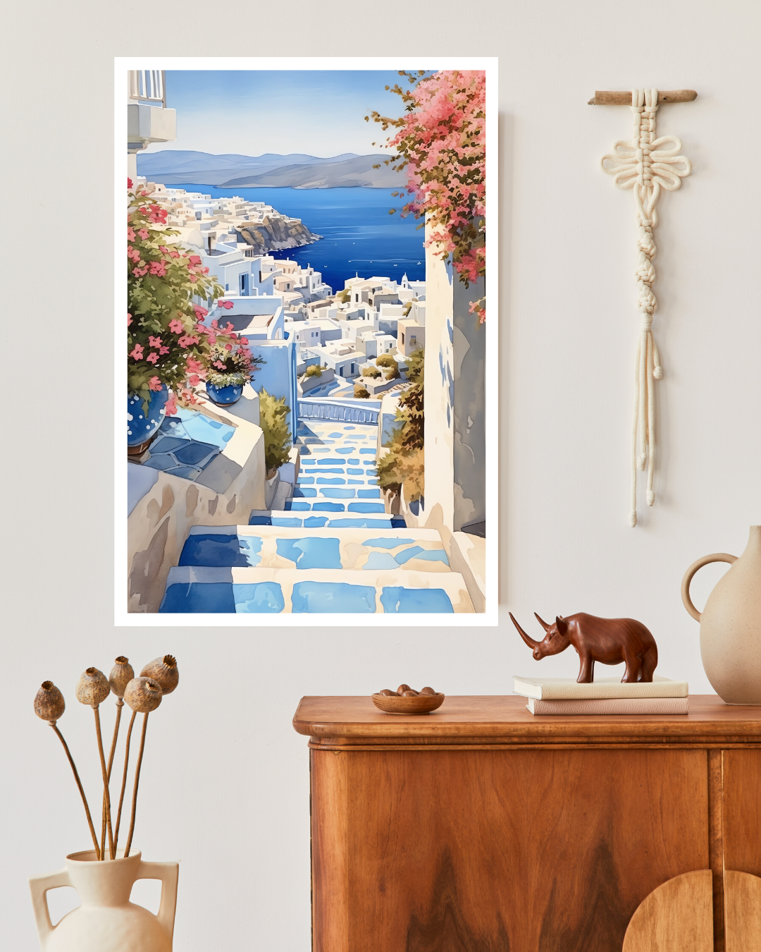 Spring in Santorini - 002 Canvas Painting