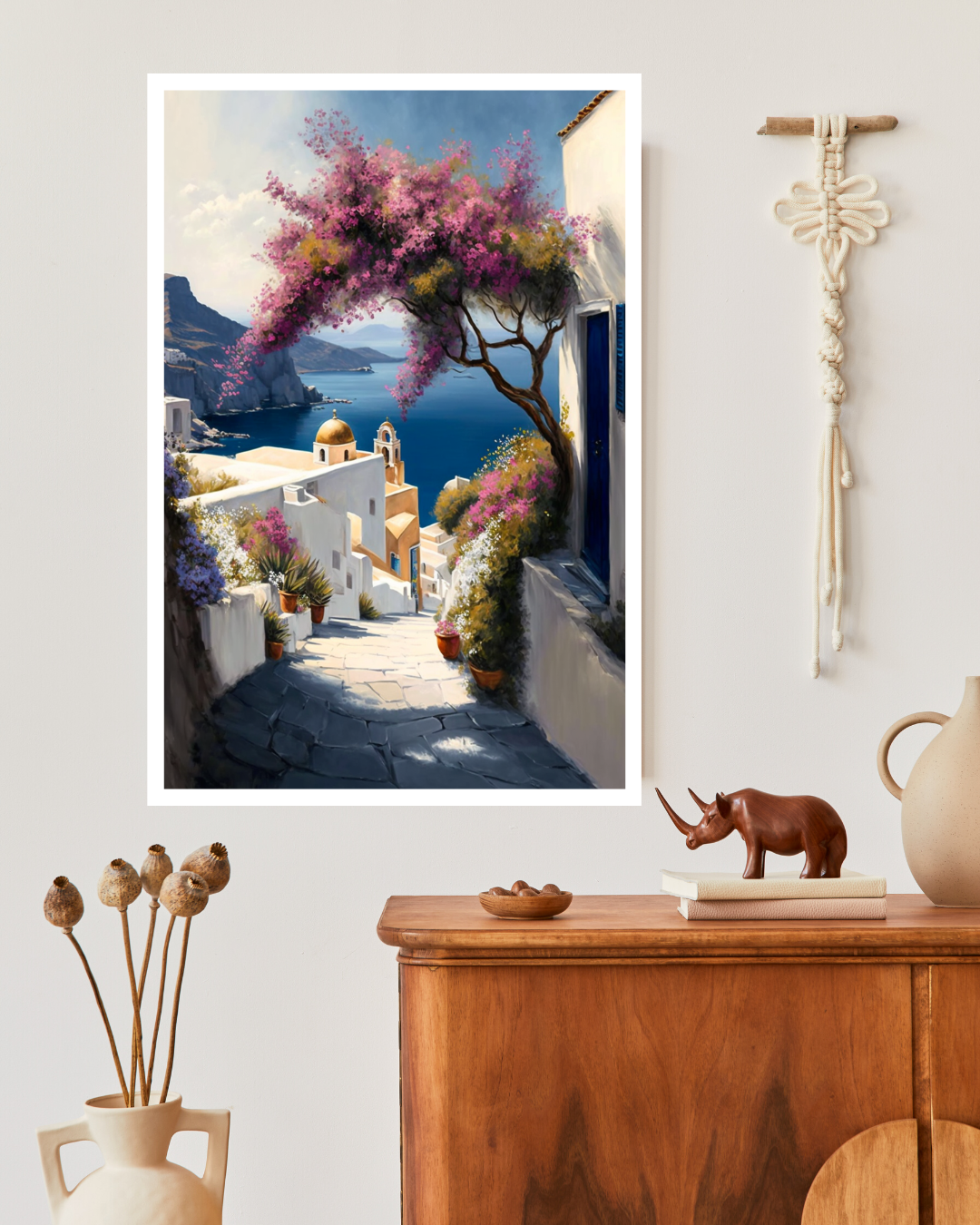 Spring in Santorini - 001 Canvas Painting