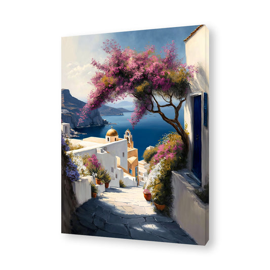 Spring in Santorini - 001 Framed Canvas