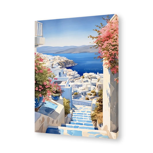 Spring in Santorini - 002 Framed Canvas