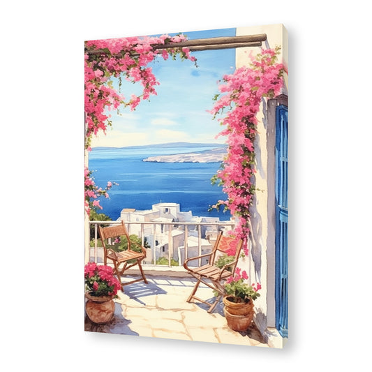 Spring in Santorini - 003 Framed Canvas
