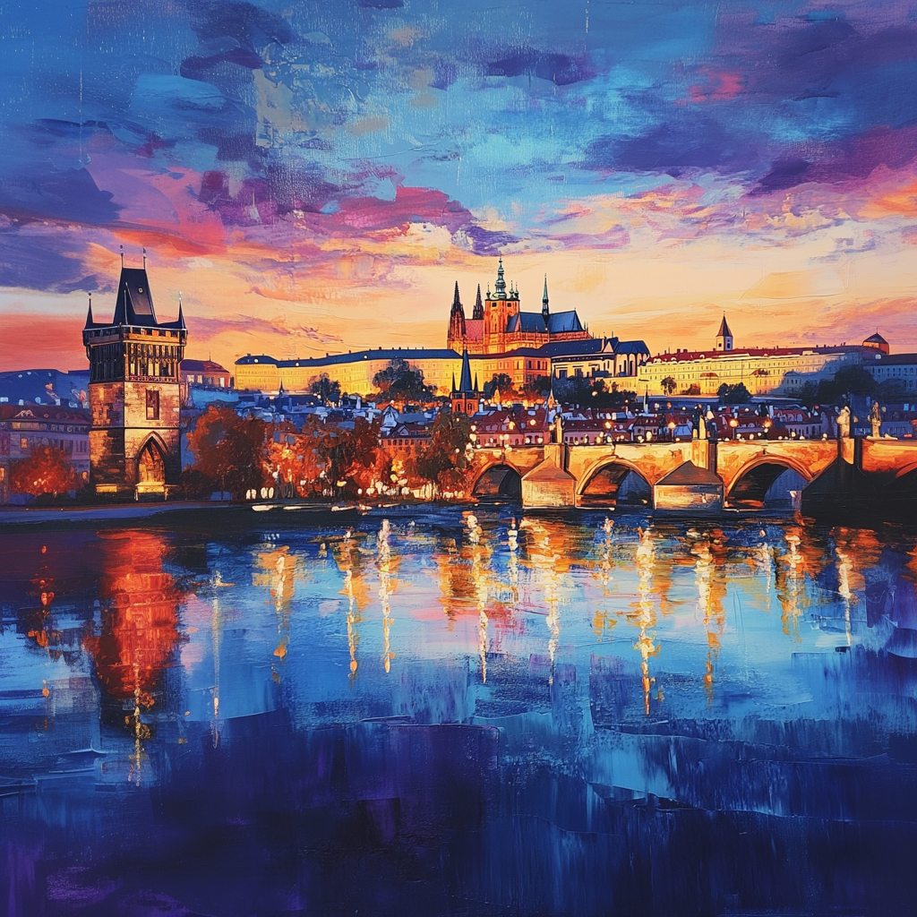 Enchanted Prague Twilight Wallpaper