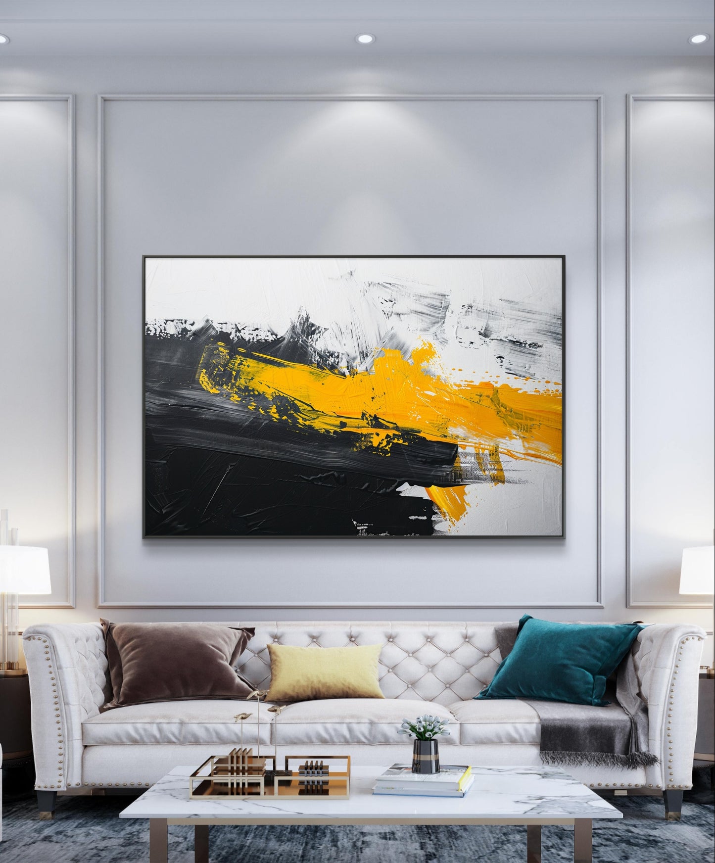 Yellow Contrast Canvas Painting 002