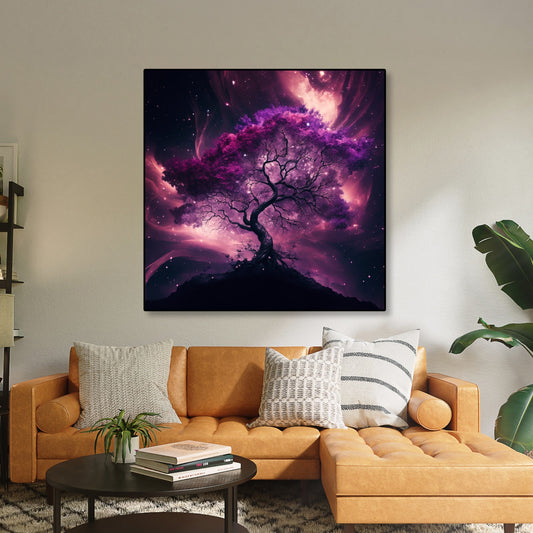 Electric Purple Tree Framed Canvas